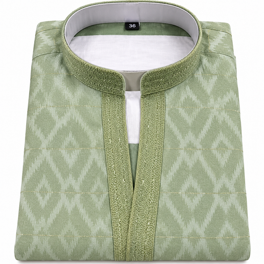 Men’s Sage Green Designer Kurta with White Pyjama | Kanal Collections