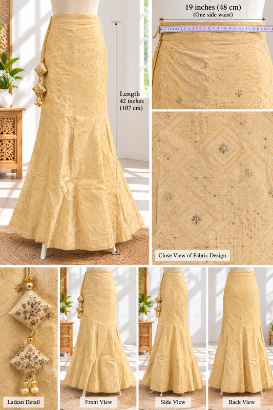 Champagne Gold Embroidered Lehenga Skirt – Traditional Indian Party Wear