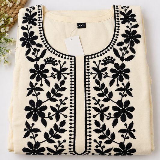 White Embroidered Rayon 3-Piece Kurta Dupatta Set