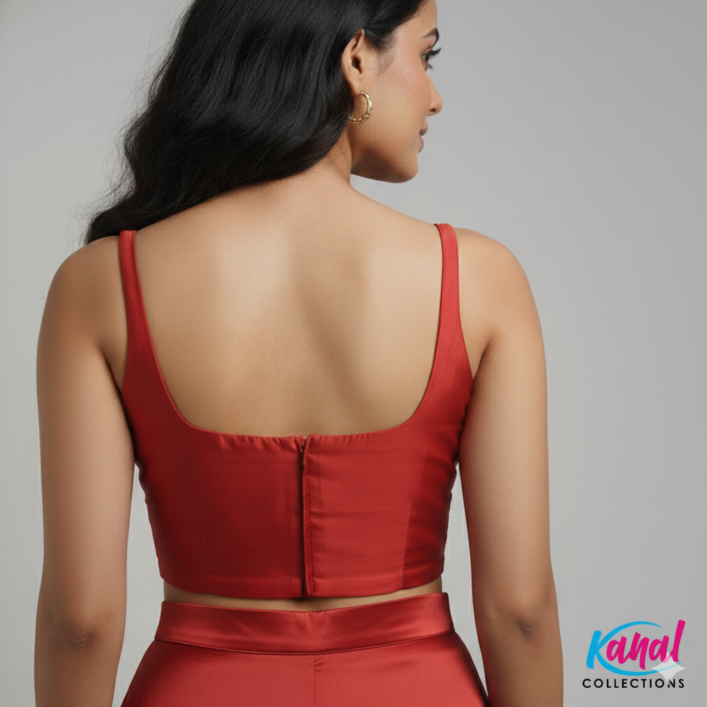 Satin Silk Minimalist Crop Blouse