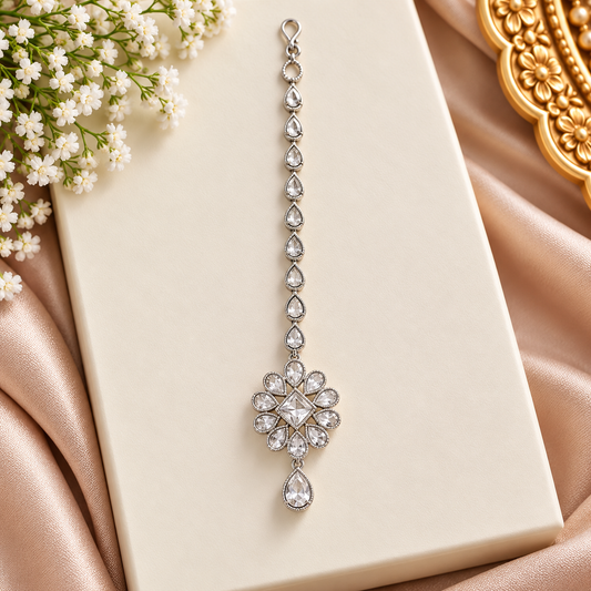 Silver Stone Maang Tikka