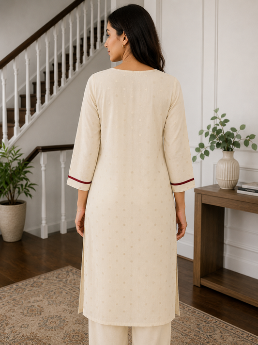 Ivory Blossom Tissue Silk Kurthi