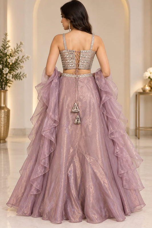 Premium Designer Lavender Mirror Work Lehenga Set