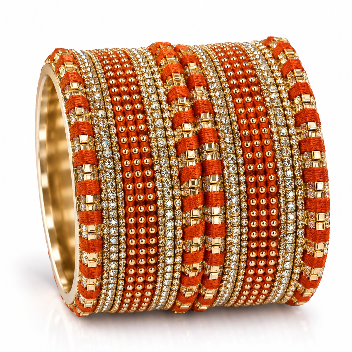 Orange Thread & Stone Bangles – Size 2.10