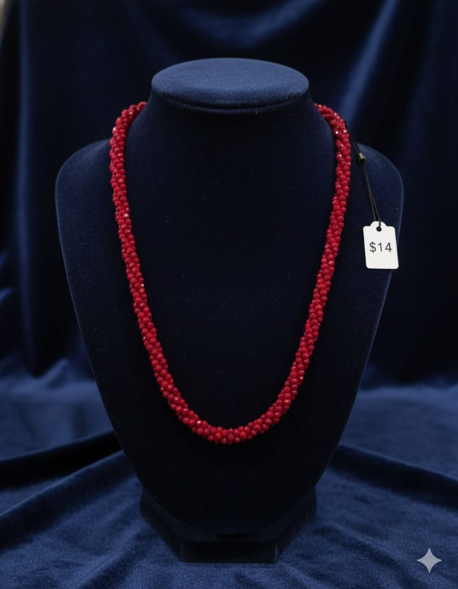 Crimson Twisted Seed Bead Mala