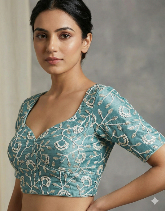 The Anya Embroidered Silk Blouse – A Symphony of Petals