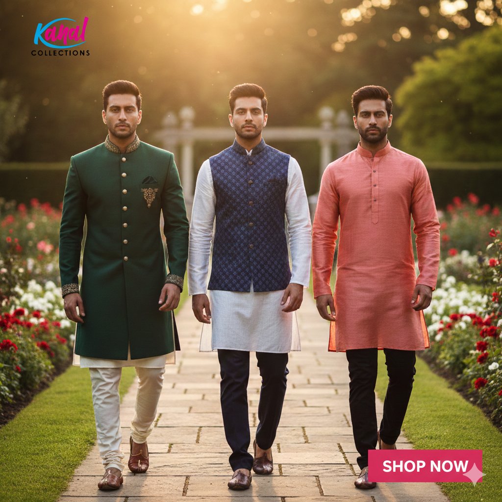 Men's Indian Ethnic Wear: Kurtas, Sherwanis & Accessories