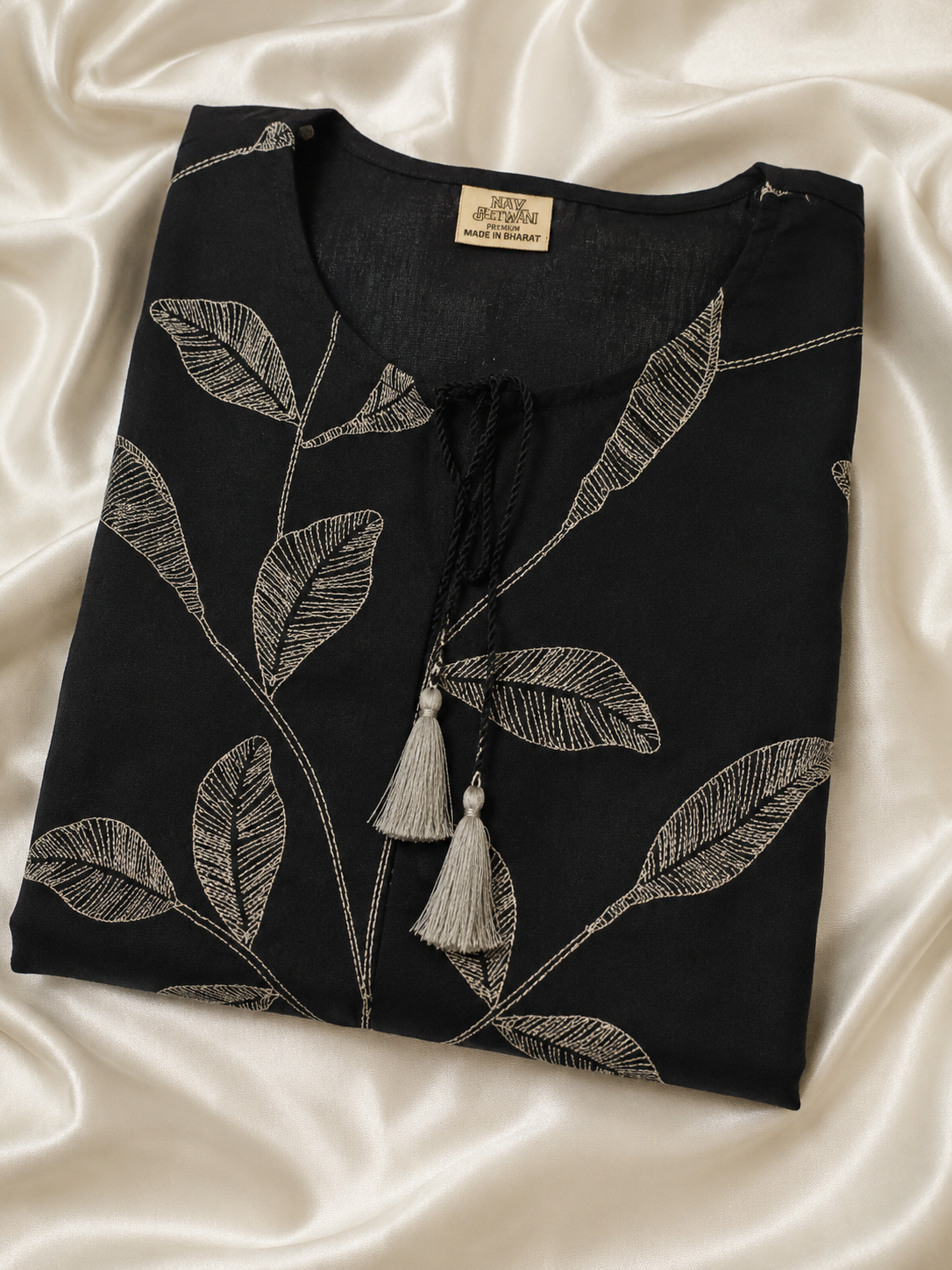 Midnight Botanical Cotton Kurthi