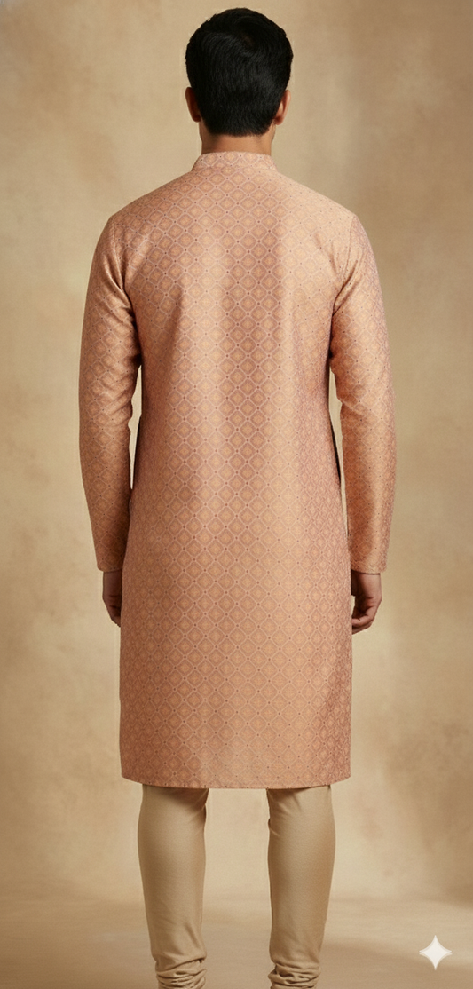 ✨ Elegant Light Peach Kurta Pyjama Set