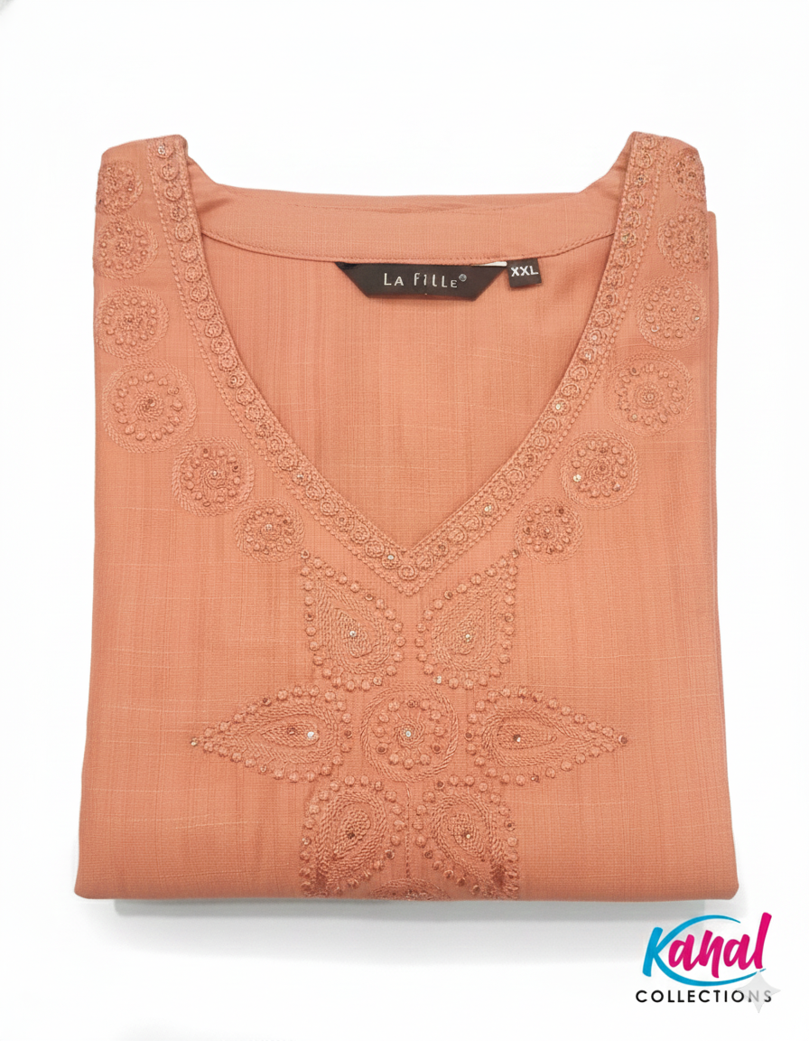 Kanal Collections Embroidered Side-Cut Kurti