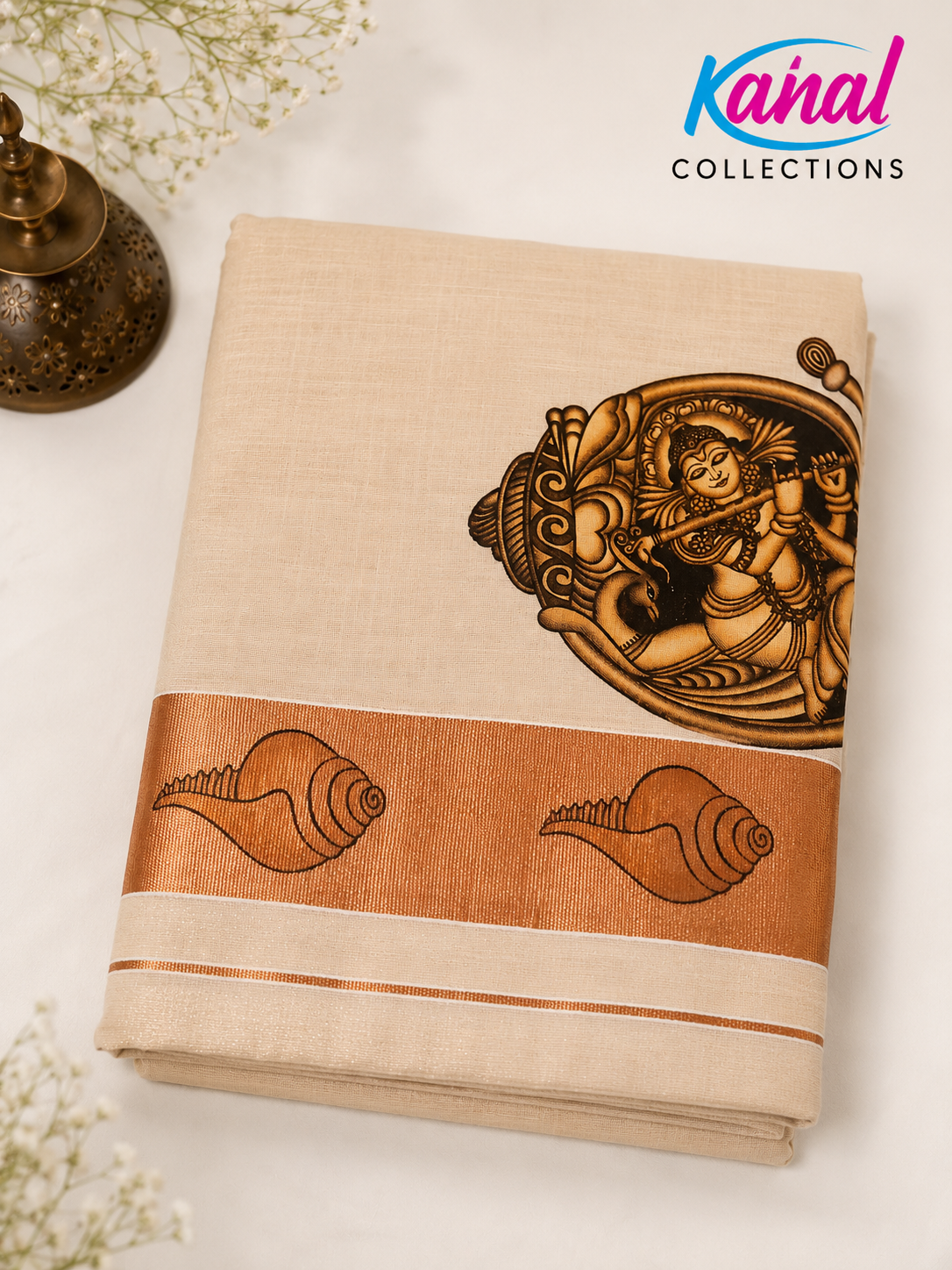 modern-kerala-kasavu-saree-copper-zari-krishna-mural