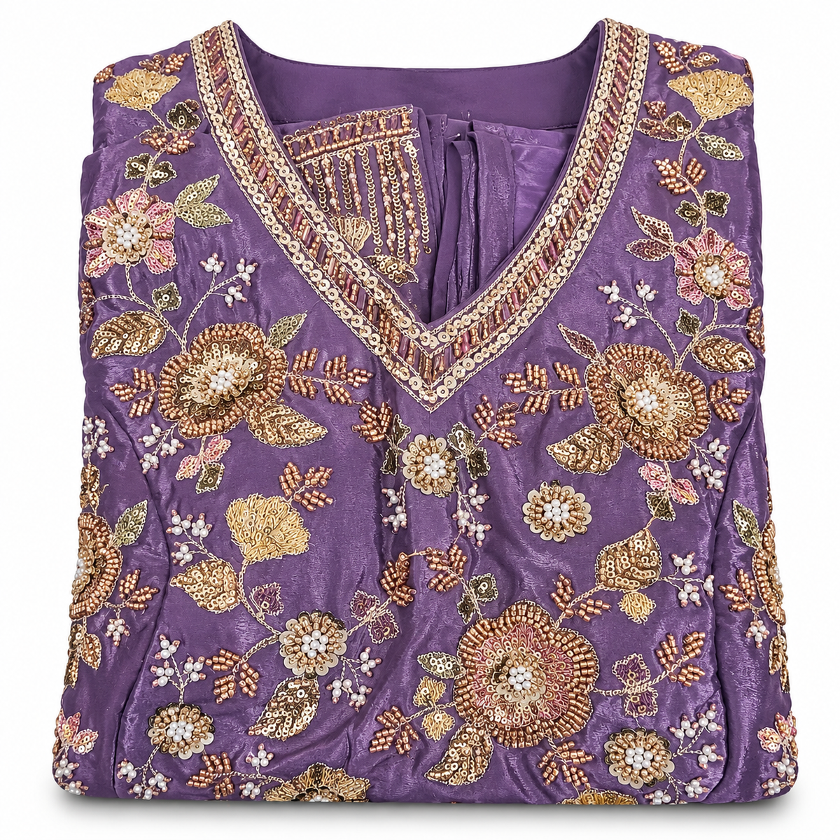 Lavender Purple Embroidered Chinon Salwar Suit Set – Elegant Indian Ethnic Wear | Size L–XL
