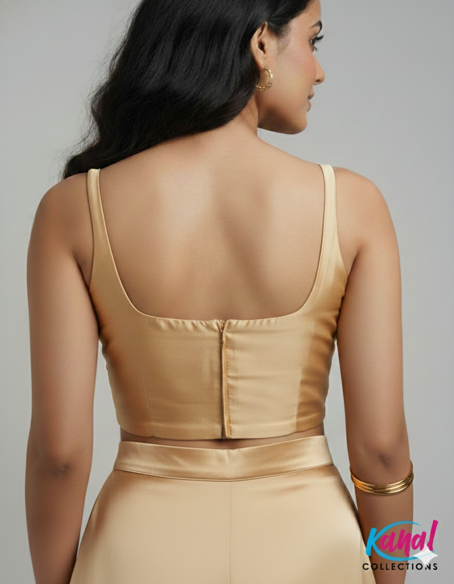 Satin Silk Minimalist Crop Blouse