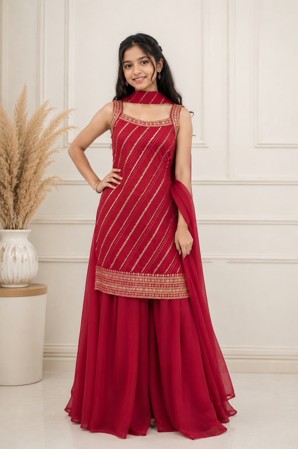 girls-red-embroidered-lehenga-set