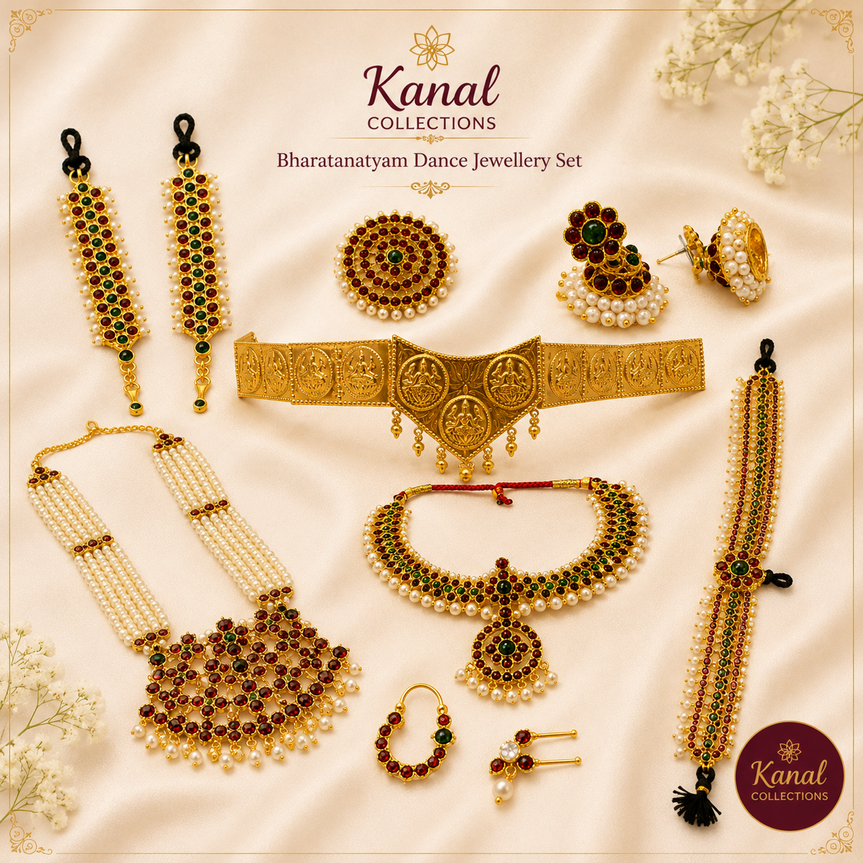 Divine Elegance: Complete Bharatanatyam Dance Jewellery Set