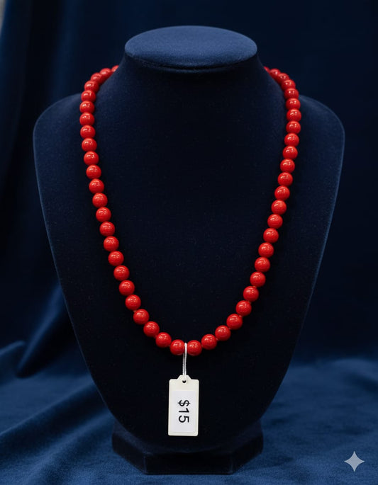 Classic Crimson Bead Mala Necklace