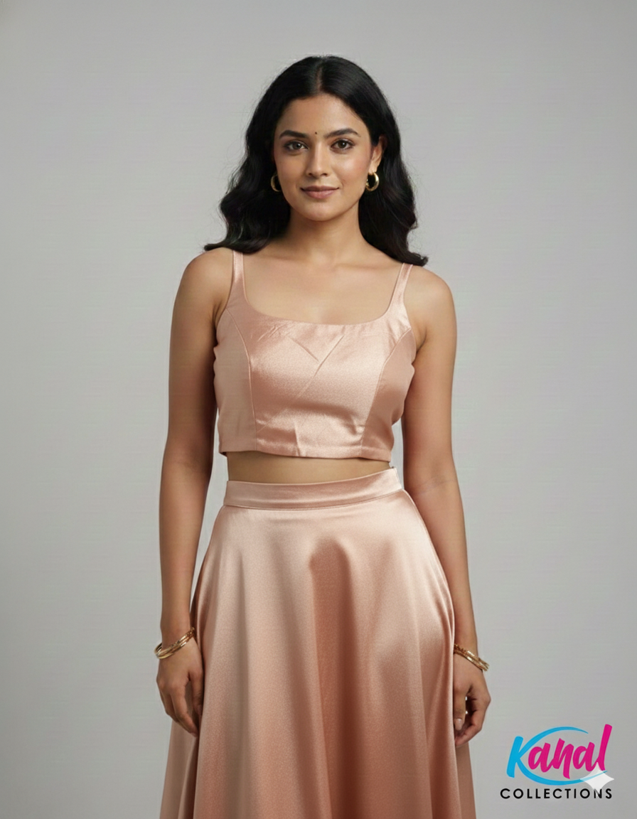 Satin Silk Minimalist Crop Blouse