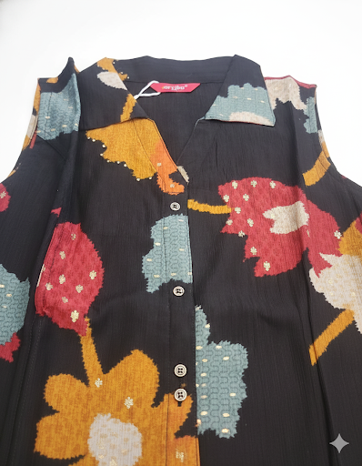 Elegant Floral Print Sleeveless Kurti