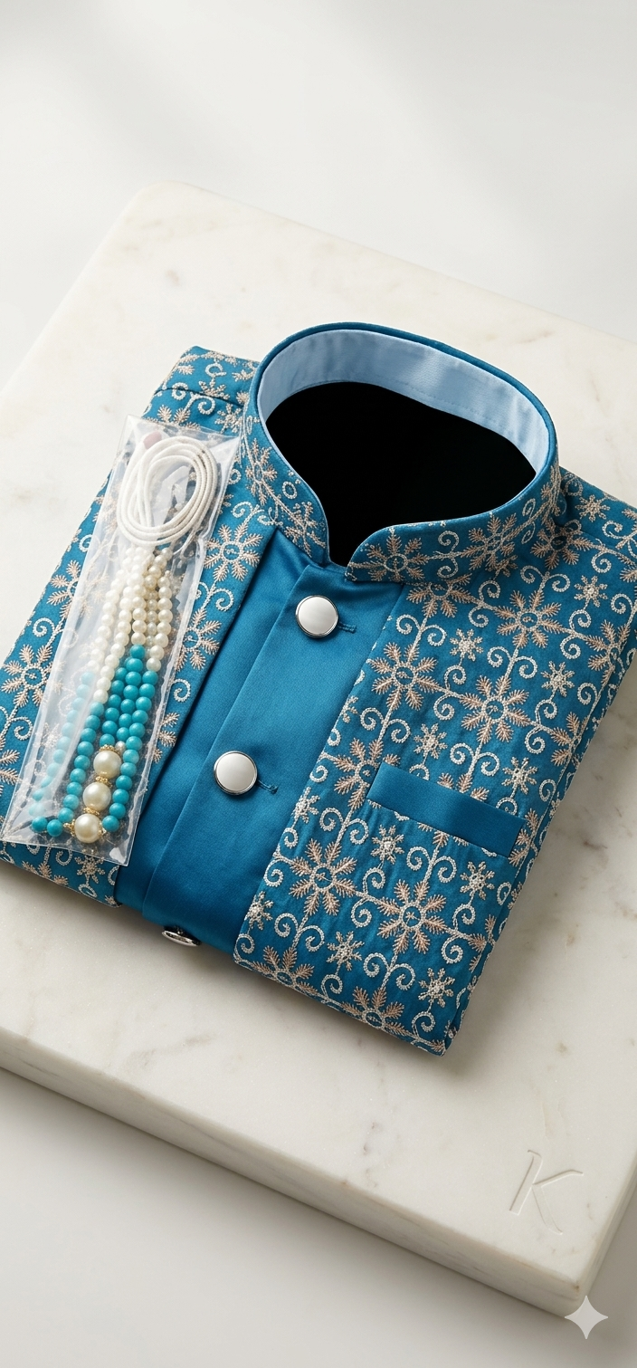 Royal Blue Embroidered Ethnic Set