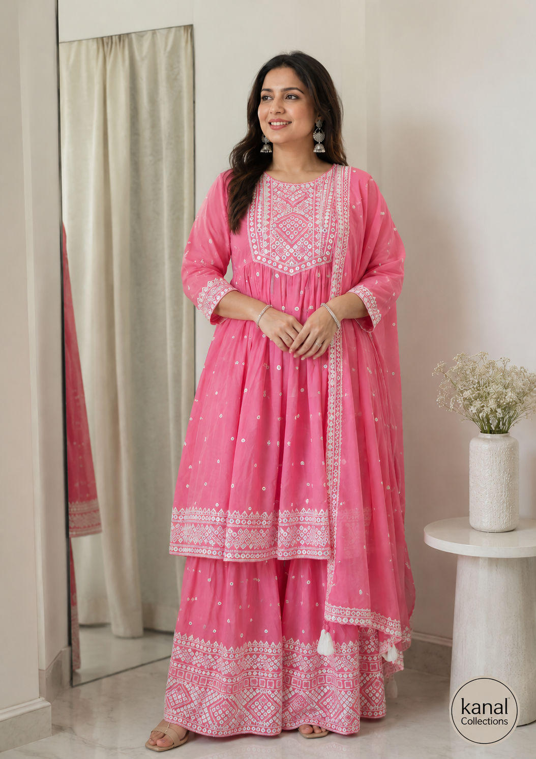 Pink Mul Cotton Sharara Set