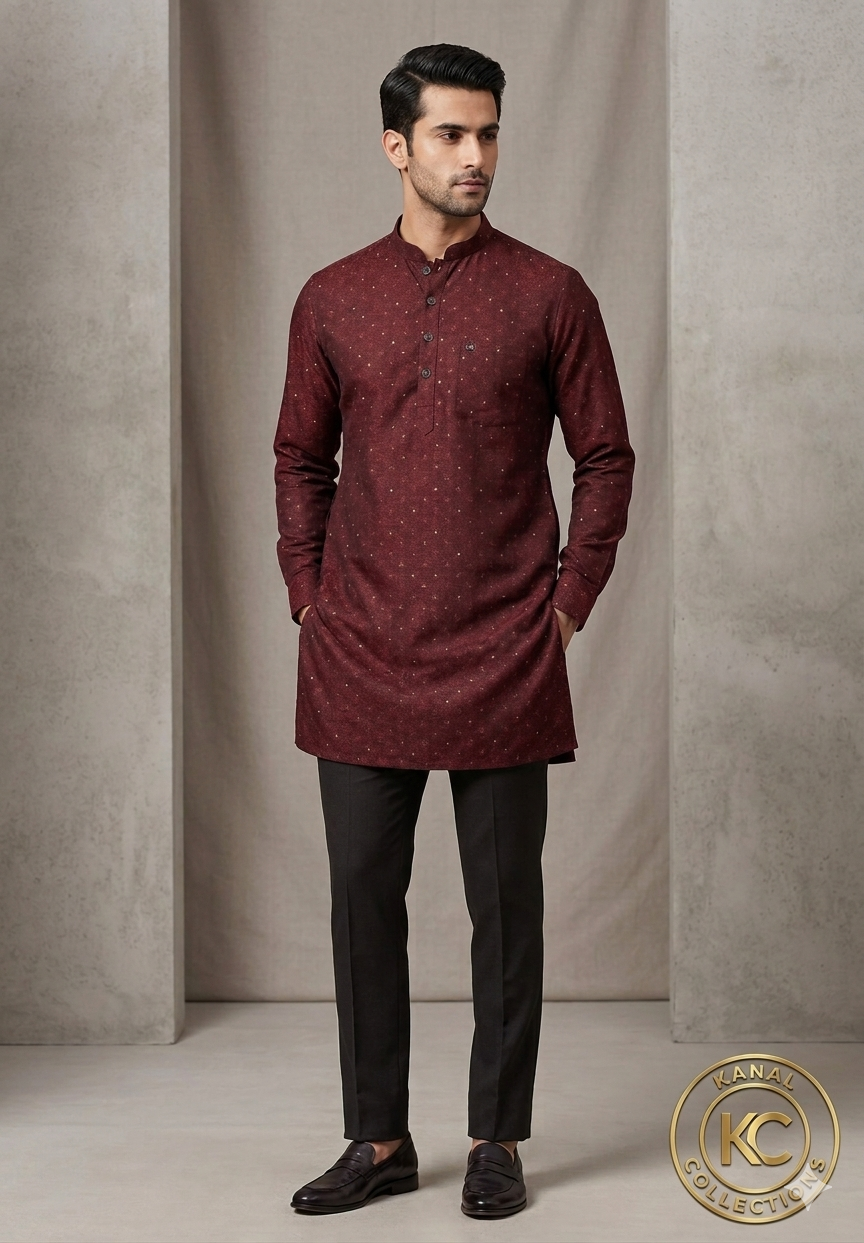 Jacquard Silk Short Kurta | Premium Ethnic Wear