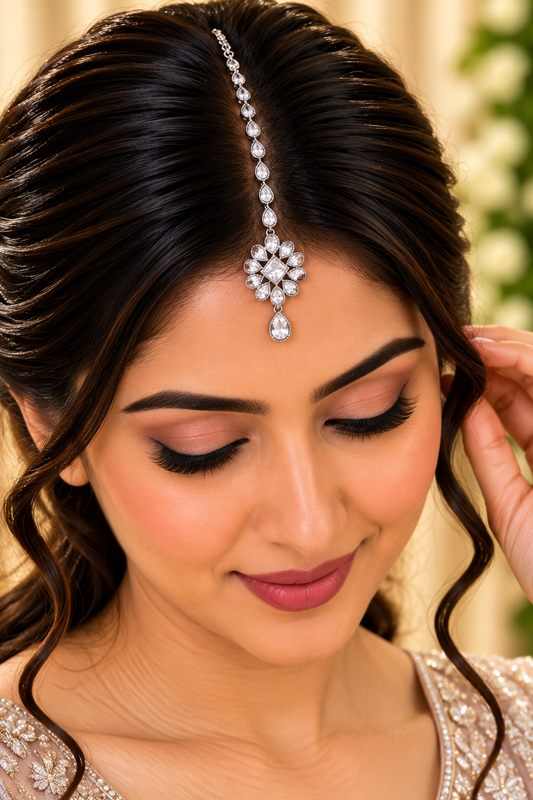 Silver Stone Maang Tikka