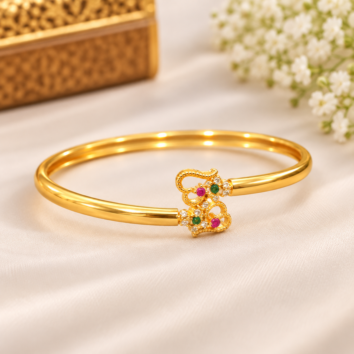 Gold Tone Designer Bangle – Free Size