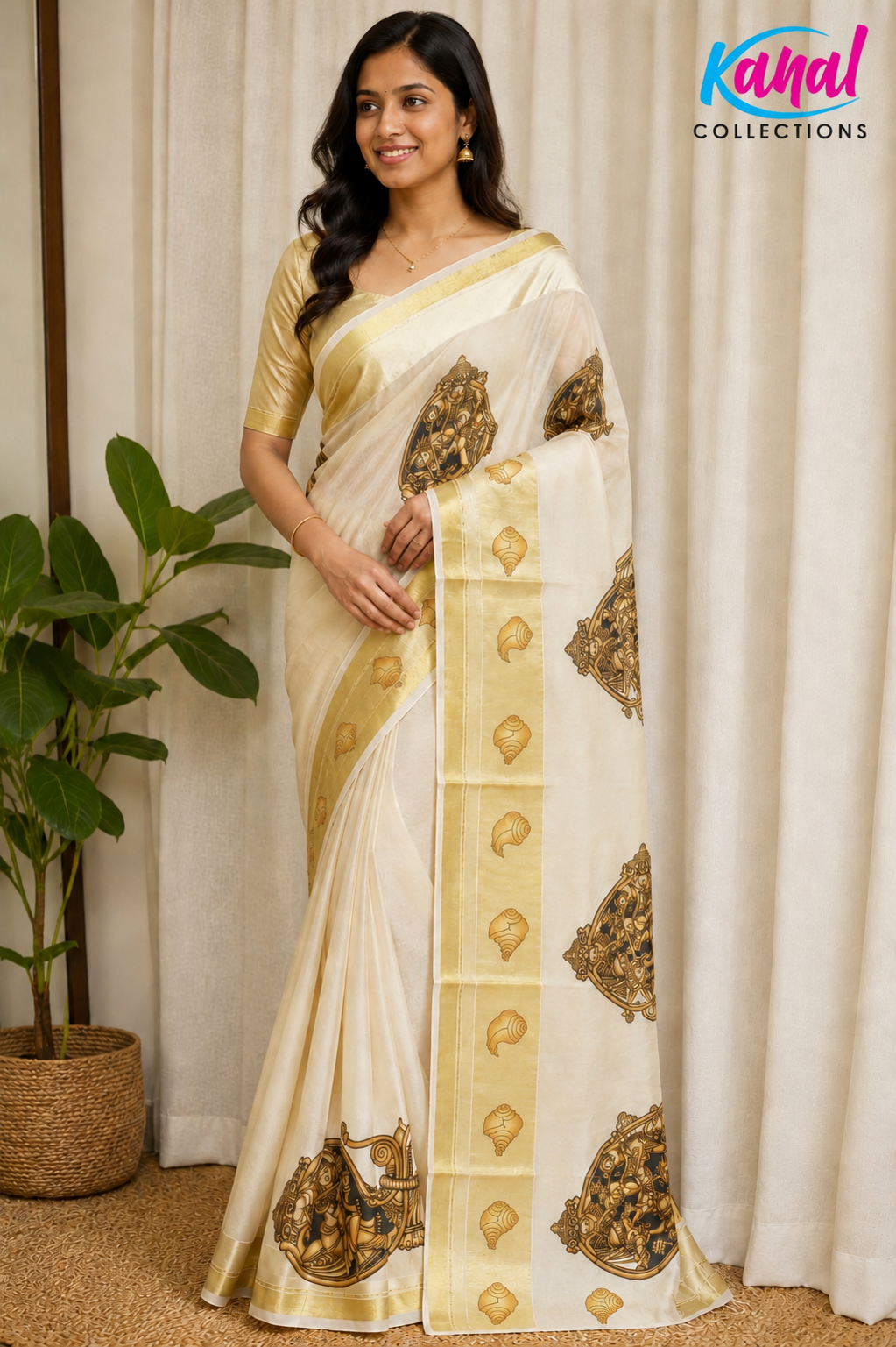 kerala-kasavu-onam-saree-krishna-mural-print