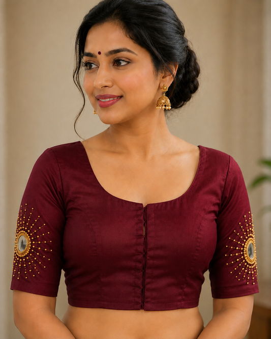 Maroon & Ivory Premium Dhavani Set | Fully Stitched Traditional Half Saree | Ready to Wear