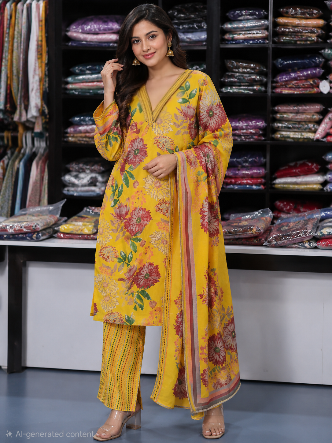 Yellow Floral Designer Salwar Kameez Set | Kanal Collections
