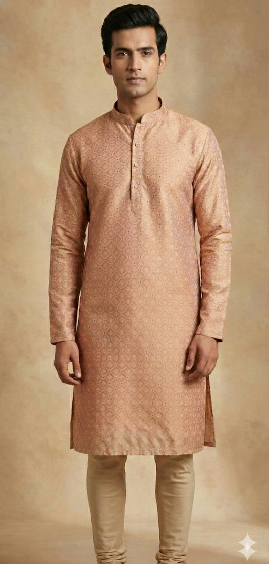 ✨ Elegant Light Peach Kurta Pyjama Set
