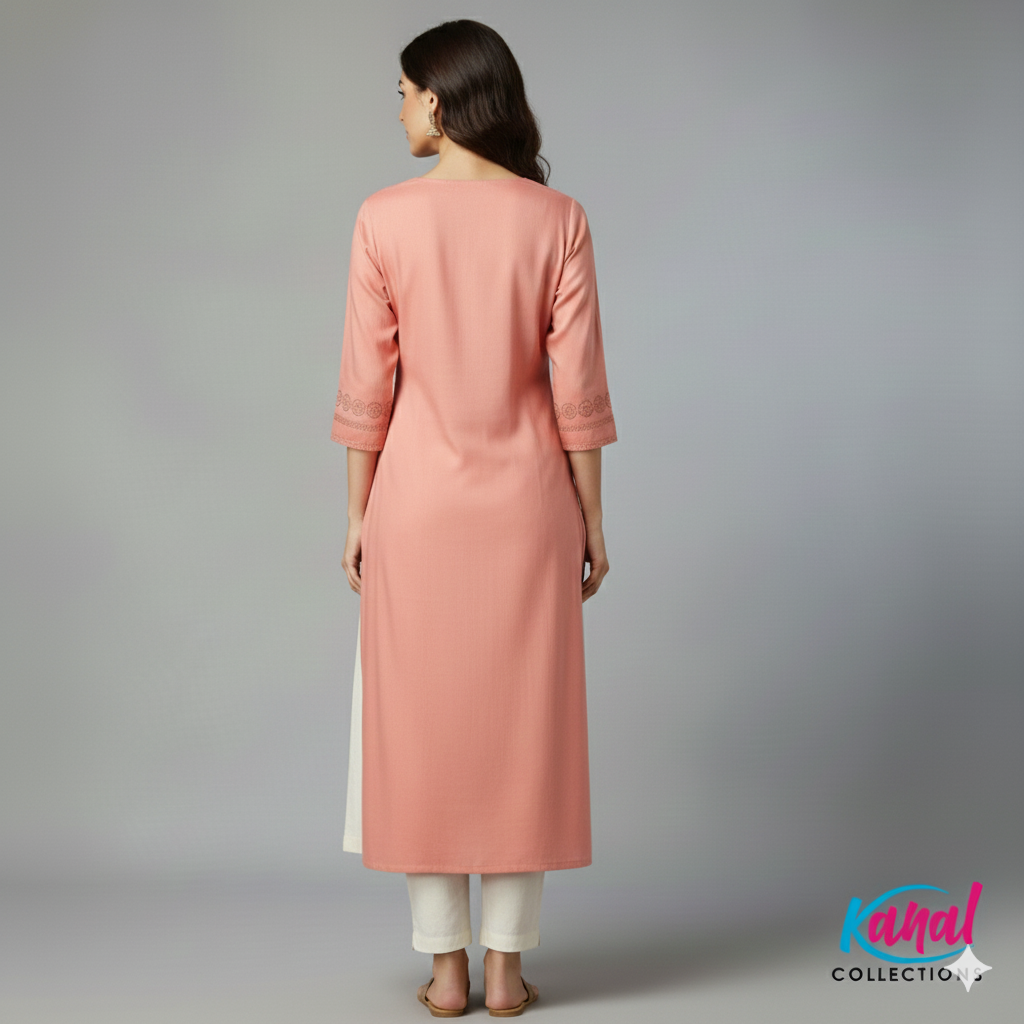 Kanal Collections Embroidered Side-Cut Kurti