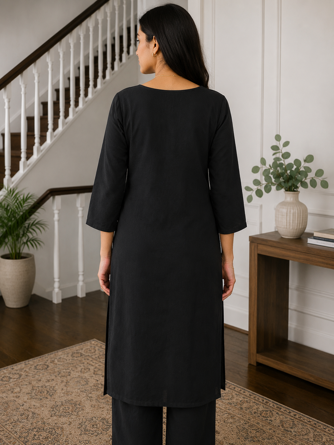 Midnight Botanical Cotton Kurthi