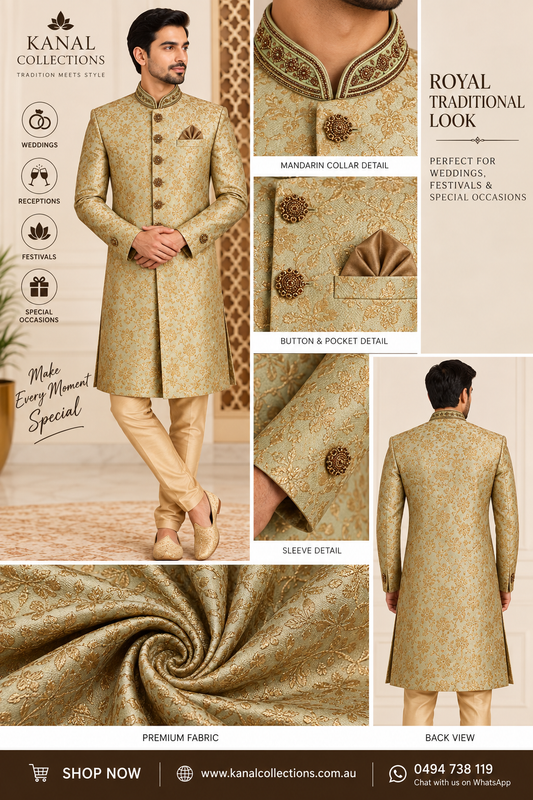 Light Green Sherwani for Men | Wedding & Festive Wear Australia