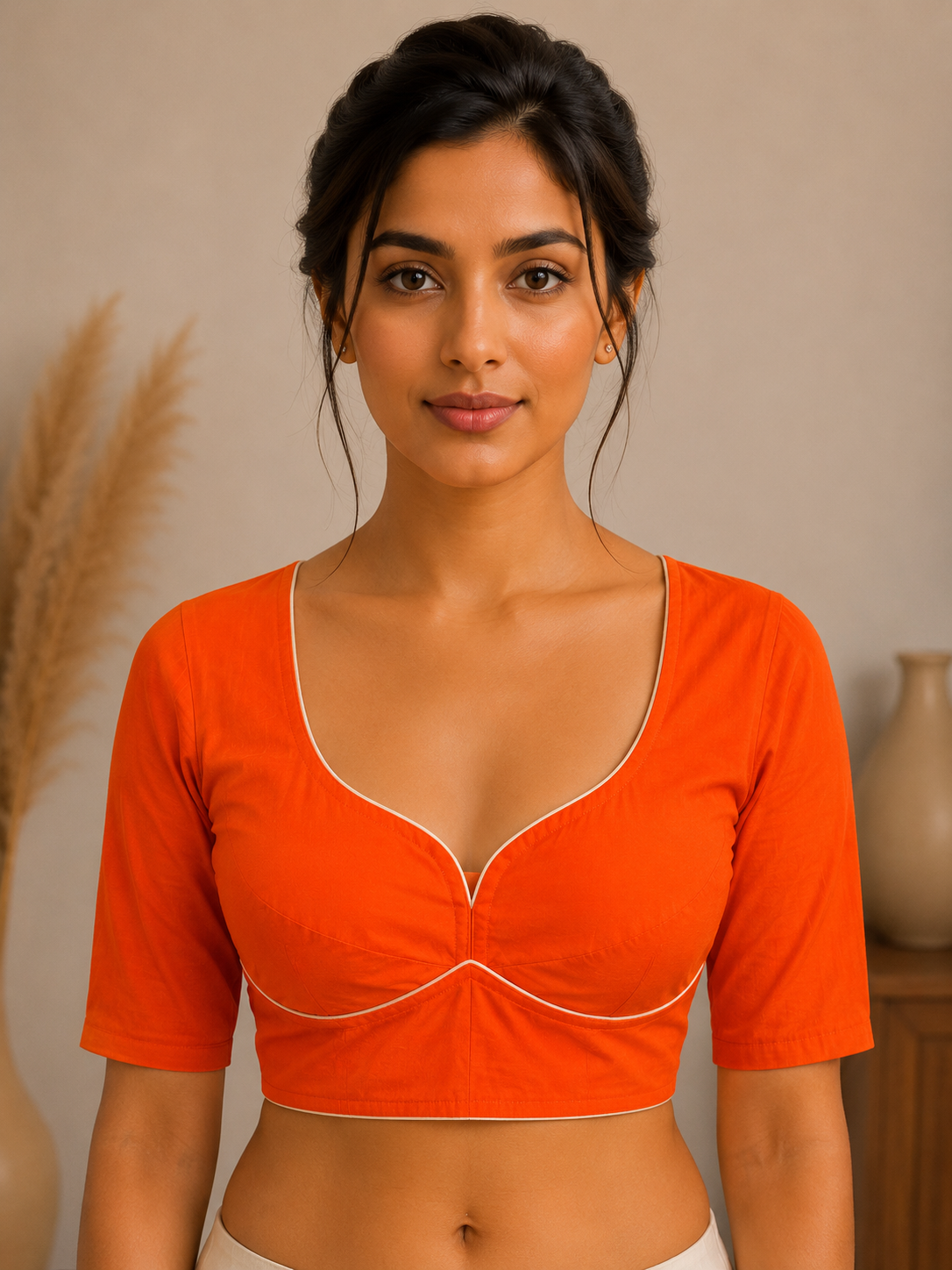 Burnt Orange Classic Cotton Blouse