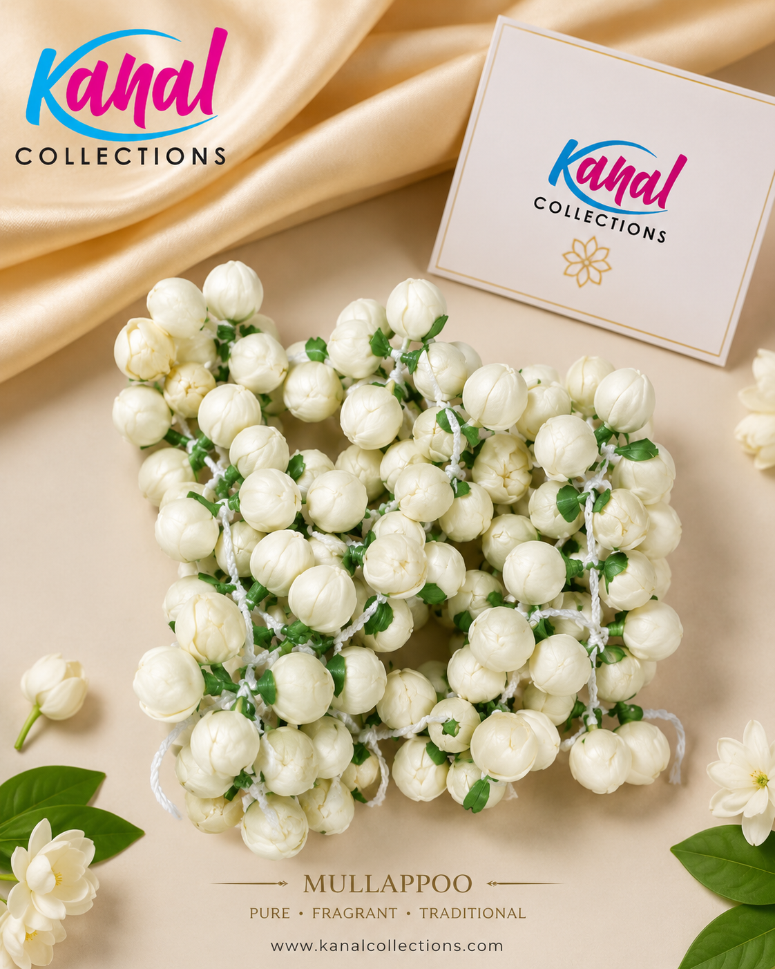 Artificial Jasmine Mullappoo hair accessory gajra for Indian weddings and festivals - Kanal Collections