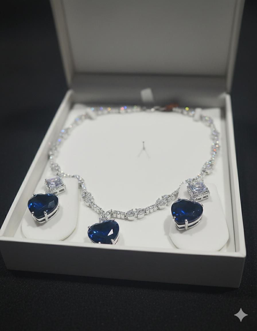 PREMIUM CUBIC ZIRCONIA NECKLACE AND EARRINGS SET